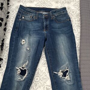 Distressed Blue Jeans